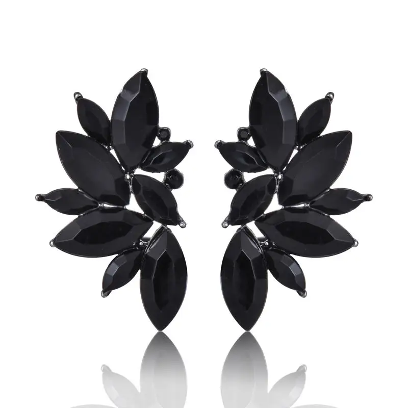 e0160black Новые Кристальные серьги Модные для женщин красные/розовые Самоцветы серьги-гвоздики Свадебные ювелирные изделия - Окраска металла: e0160black