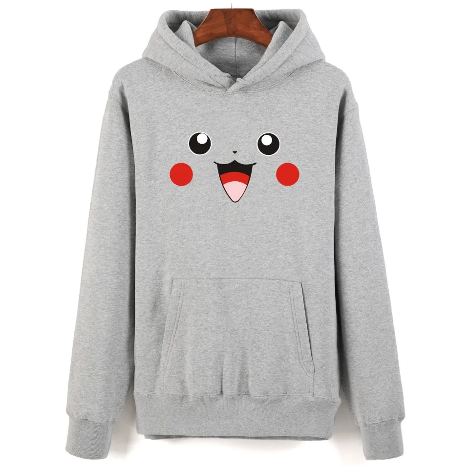 Толстовка с капюшоном Pikachu модный флисовый свитер на осень и зиму Повседневная в