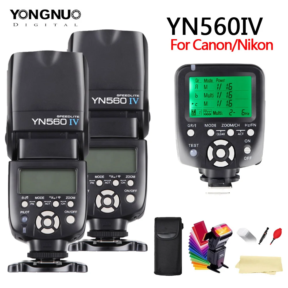 Yongnuo YN560 IV YN560IV 2,4G Беспроводная основная и групповая Вспышка Speedlite+ YN560TX для Nikon Canon Pentax Olympus Pentax DSLR камера - Цвет: Черный