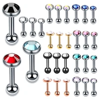 3pcslot surgical steel crystal cartilage helix barbell bar ear stud piercing 16g earring piercings jewelry for sexy girls