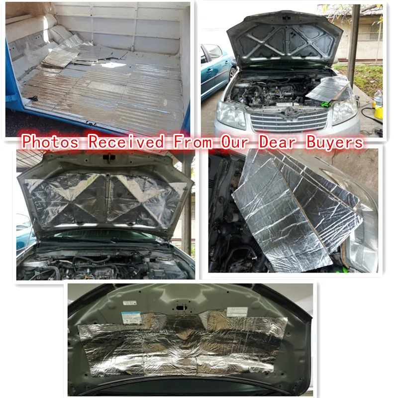 12pcs 5mm Car Firewall Sound Deadener Heat Insulation Deadening Mat Pads Door Hood Fiberglass Rubber Sponge Tri-layer 50*30cm