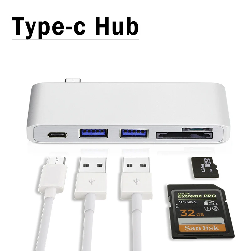 USB 3.1 Type C To Hub Card Reader Multiport Type-C Thunderbolt 3 Convertor USB-C charging for Macbook Pro Samsung | Электроника