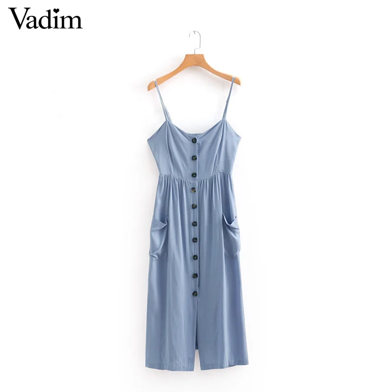 Платье средней длины Vadim без рукавов на кнопках с карманами регулируемыми