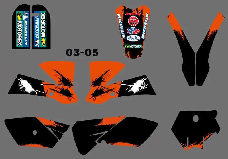 H2CNC 0261 команда графики и фоны наклейки Наборы наклеек подходит для KTM SX 85 2003 2004 2005 |
