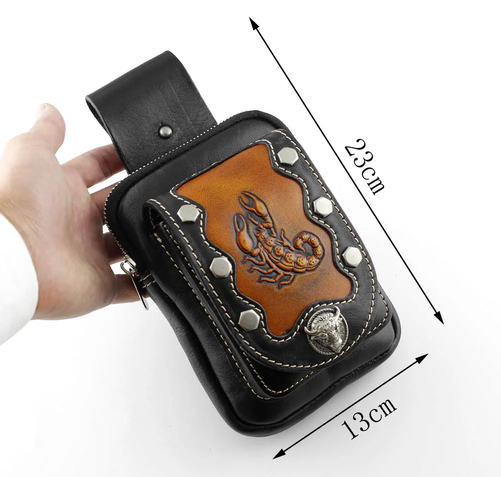 Мужской винтажный Байкерский поясной кошелек из натуральной кожи|waist pouch|waist belt