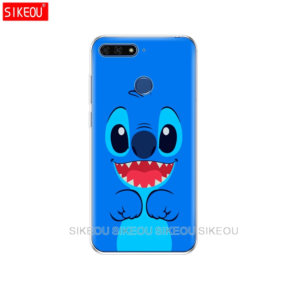 Silicone Cover Phone Case For Huawei Honor 7A PRO 7C Y5 Y6 Y7 Y9 2017 2018 Prime cute cartoon Lilo Stitch |