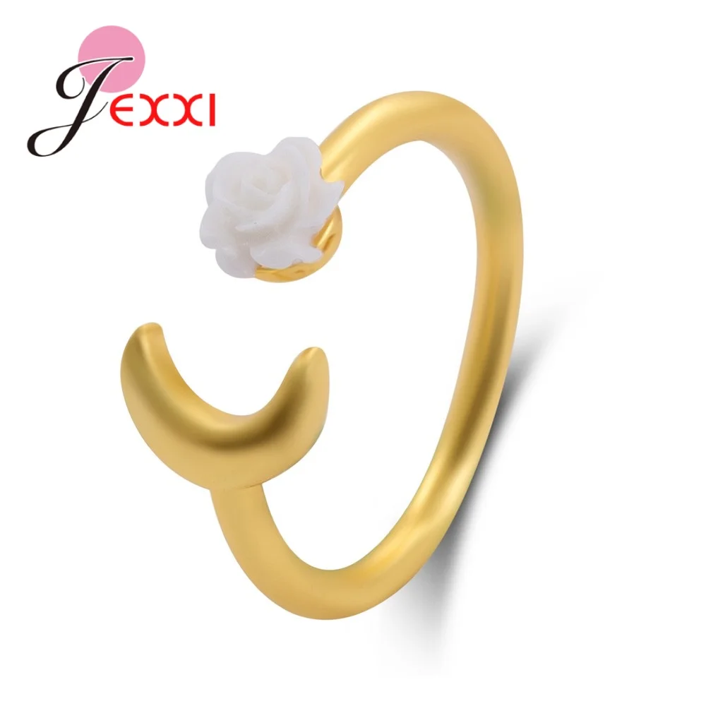 

New Couple Fashion Nice Gold Jewelry 925 Sterling Silver Romantic Wedding Ring For Women Vintage Statement Jewelry Lover Gift
