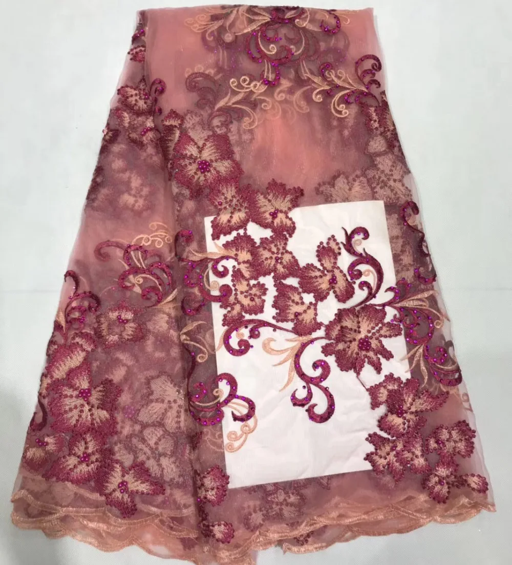

Best Selling 2018 Lace Fabric Nigerian Lace Fabrics High Quality Lace African French Tulle Beaded Lace Fabric For Wedding TS6796