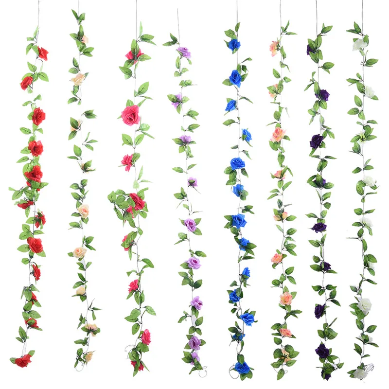 Искусственная Роза гирлянда сделай сам Цветочная лоза для дома свадьбы