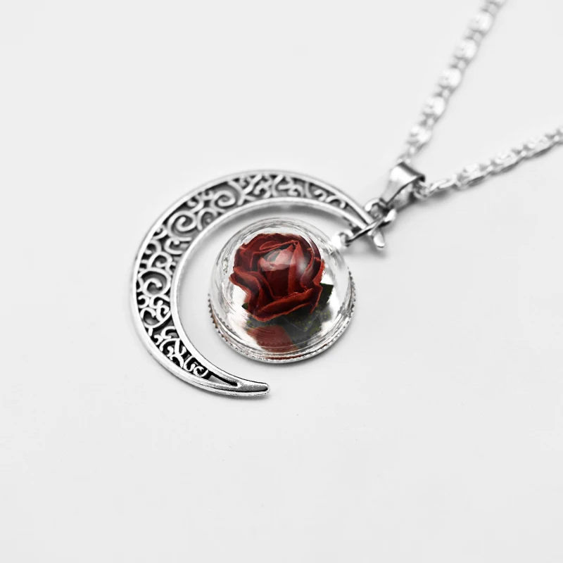 Новое ожерелье с сушеными цветами на заказ полой луной посеребренное Луной