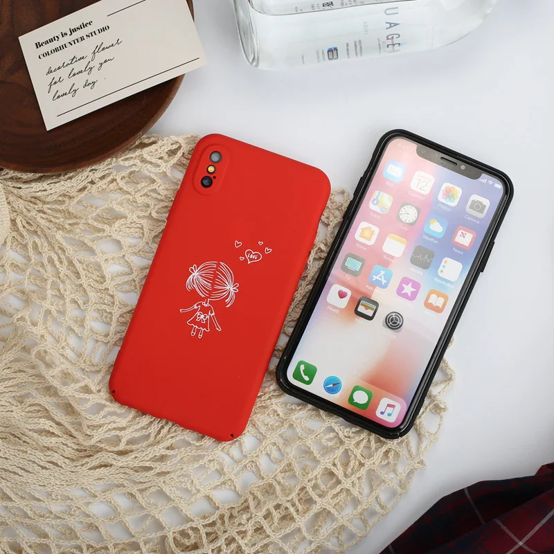 Pybth Boys and girls Phone Case For iphone X 6S 6 7 8 Plus Cover red Hard PC Back |