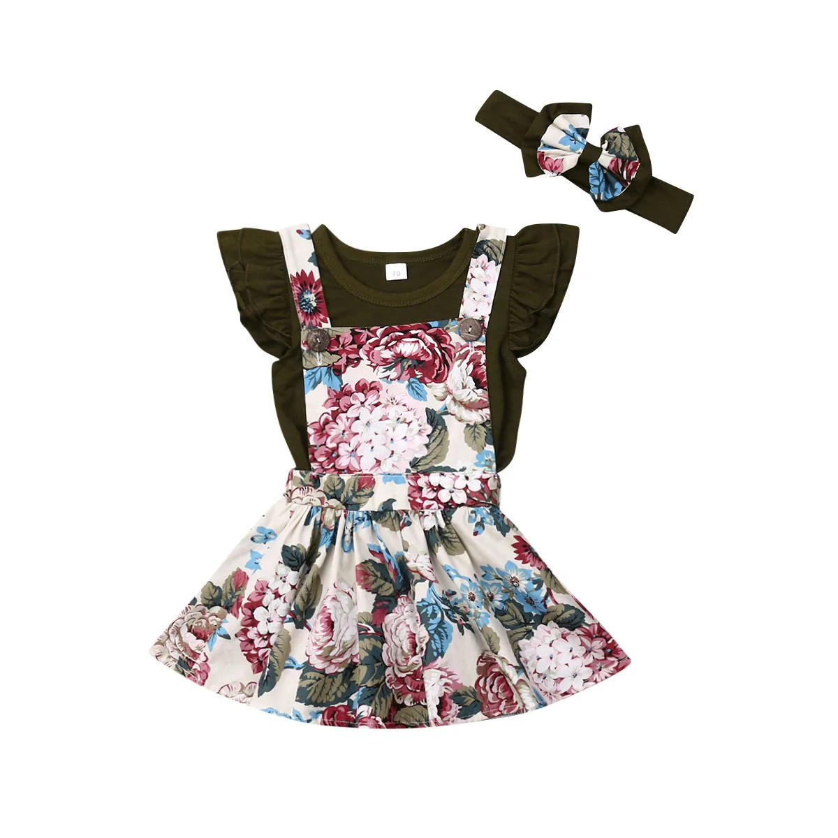 

Newborn Baby Girls Short Sleeve Romper Tops Jumpsuit Tutu Skirt Headband 3pcs Outfits Clothes Set