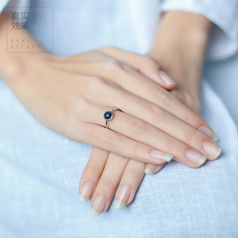 Корейское серебряное кольцо GTLJ1010 ювелирное изделие из черного полудрагоценного
