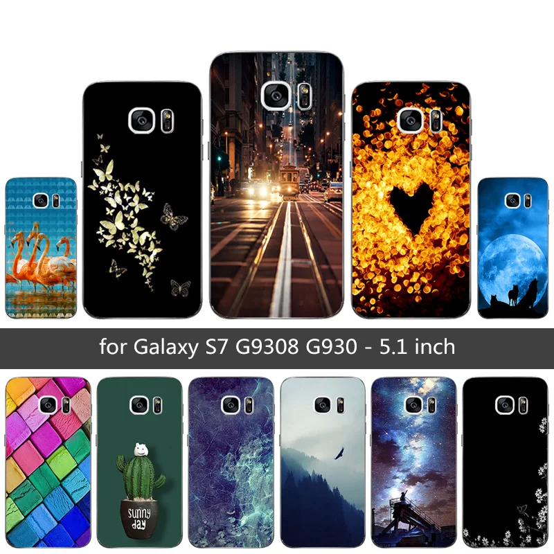 For Samsung Galaxy S7 G9300 G930 Silicon Grimace Pattern Clear Soft Case for Black Matte Coque Funda |