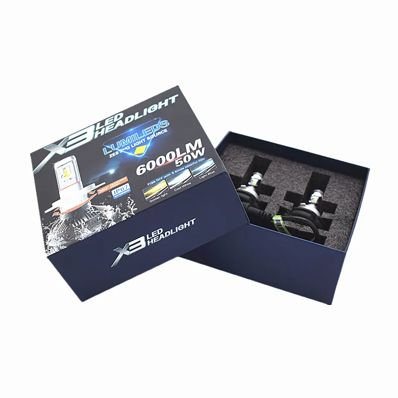 X3 50 Вт 6000lm автомобиля фонарик H4 H7 H11 H13 9006 комплект 3000/6000/8000 К CSP светодиодный фары Противотуманные фары 12V без вентилятора спереди автомобильной лампы