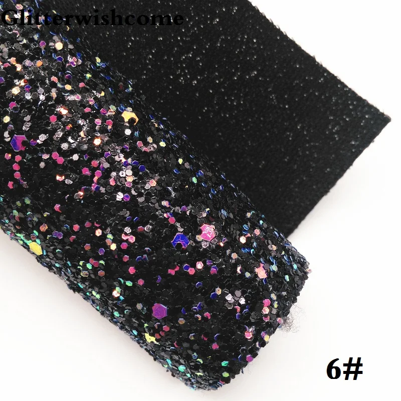 Glitterwishcome 30X134 см мини рулон синтетическая кожа, переливающийся ультра смешанный толстый блеск кожа ткань винил для луков, GM048 - Цвет: 6