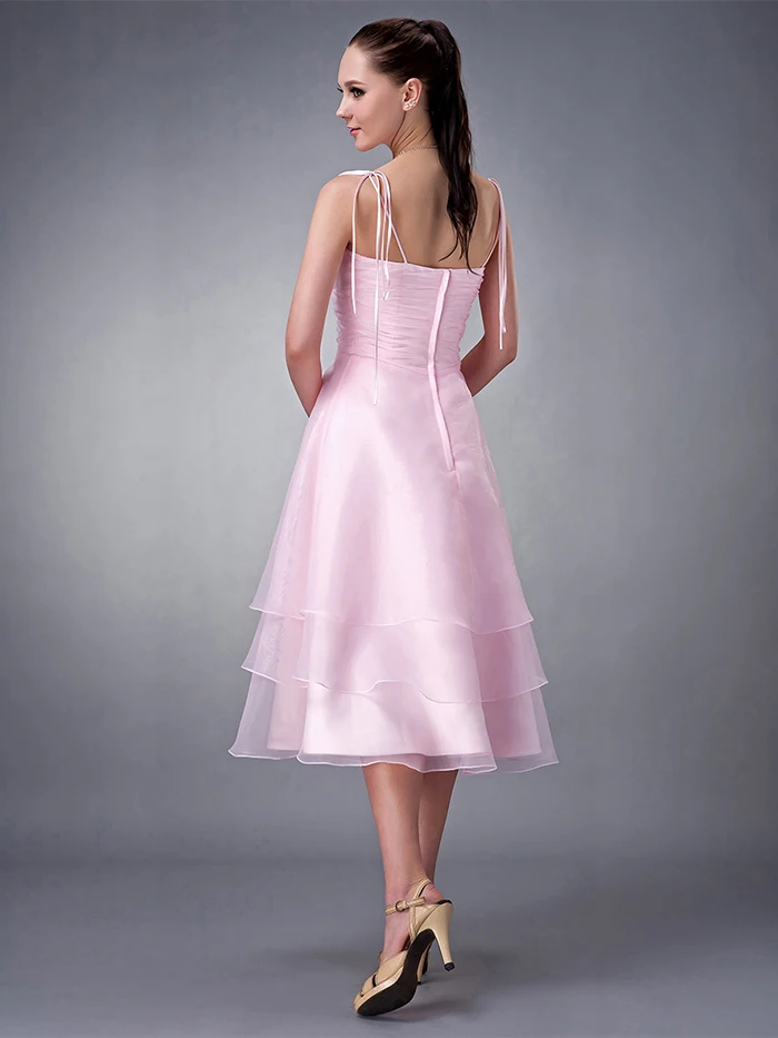 Сексуальная Розовый A-Line Органзы Свадебные Платья Невесты V-образным Вырезом Чай