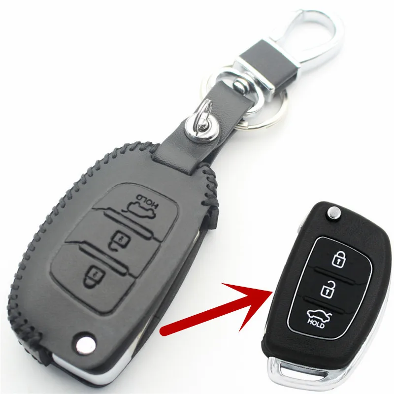 Чехол для ключей FLYBETTER из натуральной кожи для hyundai I40/I30/IX25/IX35/Tucson/Verna/Solaris/Elantra/Accent/I45/New Santafe L2221 - Название цвета: 4