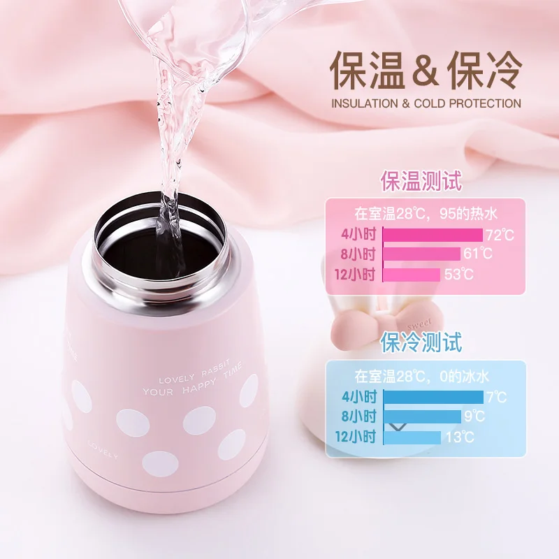 Cute Rabbit baby Feeding Cup молочный термос для девочек кружка из нержавеющей стали