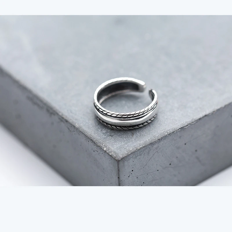

2019 925 Sterling Silver Retro Rings For Women Weave Design Vintage Thai Silver Jewelry Open Ring For Lover Best Gifts