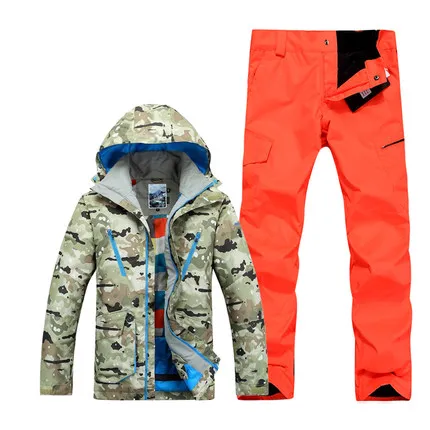 GSOU зимний мужской Камуфляжный лыжный костюм зимняя теплая ветрозащитная