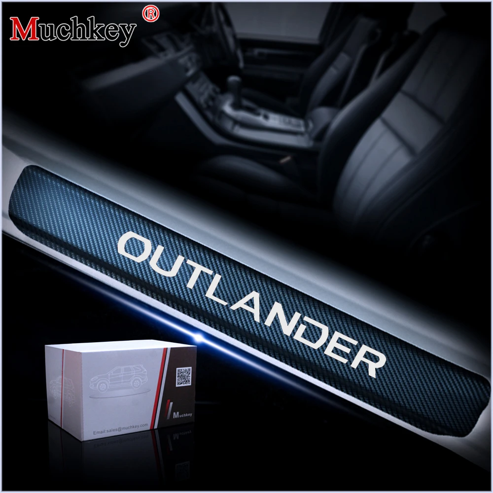 

Car Styling 4D Carbon Fiber Sticker Car Door Sill Protector Scuff Plate Door sill guard For Mitsubishi OUTLANDER Car Accessories