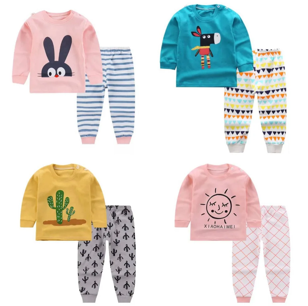 Детские пижамные комплекты с героями мультфильмов одежда для маленьких девочек 2