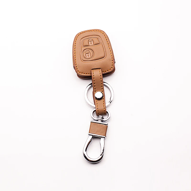 Кожаный чехол для автомобильного ключа с 2 кнопками Peugeot 206 207 306 307 308 407 Citroen C2 C3 C4 C5 C6