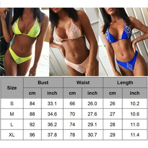 Женский купальник бикини с эффектом пуш ап купальный костюм со стразами пляжная