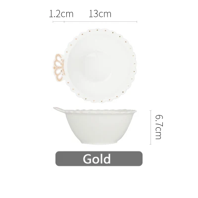gold bowl Скандинавская Мода, фарфоровая тарелка, креативная Корона, керамическая тарелка и миска, блюдо, домашний поднос для фруктов, тарелка для завтрака, посуда - Цвет: gold bowl
