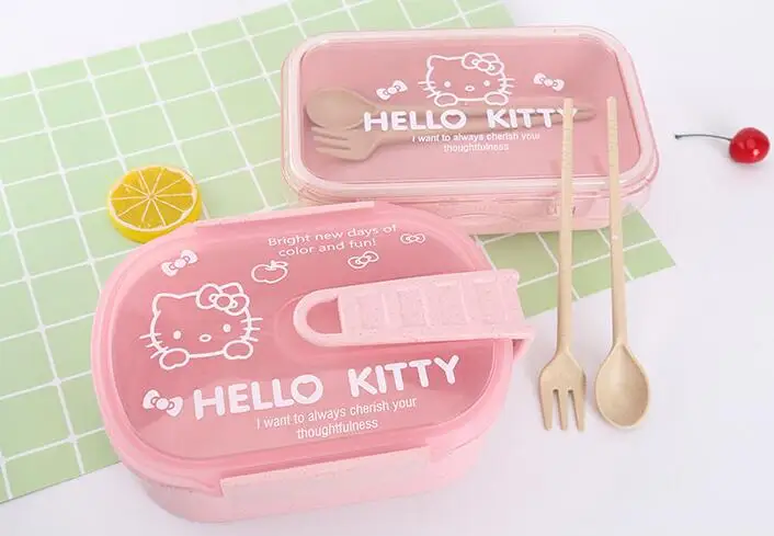 1 шт Doraemon мультфильм Bento Box Школа Путешествия еда Ланч-бокс с ложкой вилка