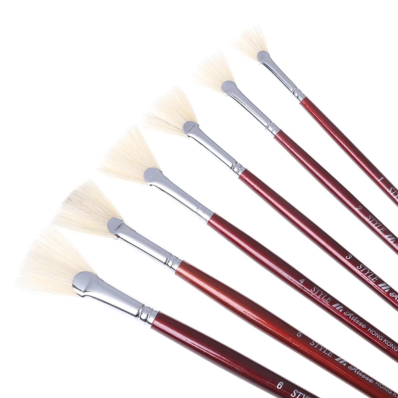 

1pc/1set Red Pen Holder Paint Brush Different Size Fan Brushes Watercolor/Oil Painting Gouache Drawing School Office Supply