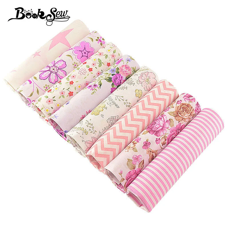 Хлопковая саржа Booksew для скрапбукинга Лоскутная серия розового цвета 8 шт./лот 40x50