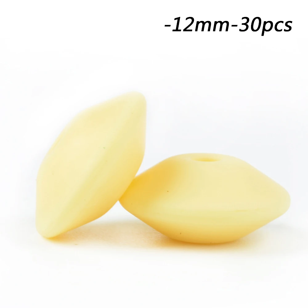 cream yellow LOFCA 30PCS Silicone Lentil Beads 12mm BPA Free Baby Teethers Pearl For Teething Necklace DIY Charming Nursing Toys Baby Care - Цвет: cream yellow