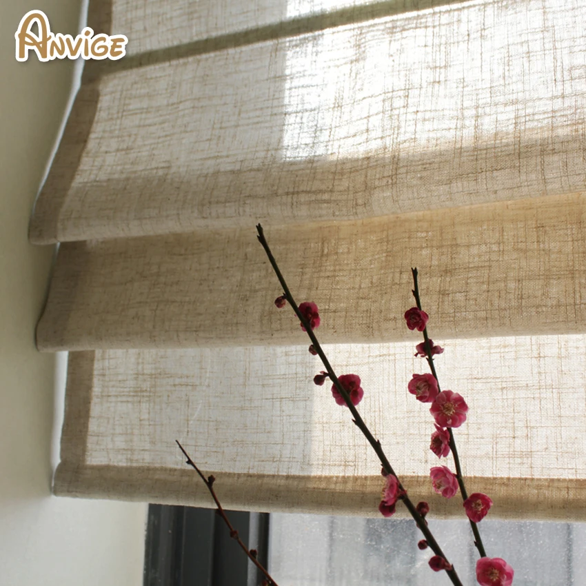 Полузатемняющие шторы из льна римские ткани занавески на заказ|roller window|blinds