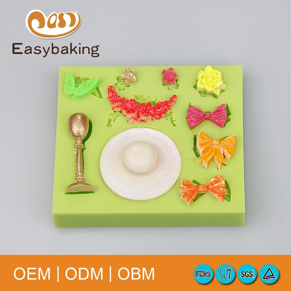 

Lady hat shape fondant mold bowknot mold for party cake decoration tools baking ware