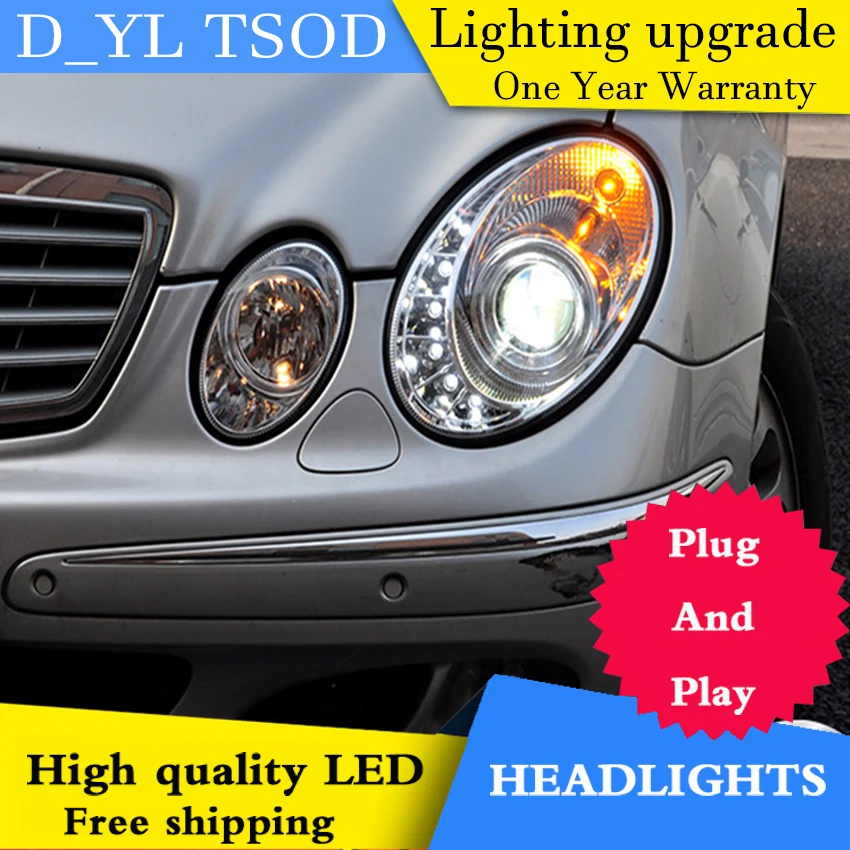 

D_YL автомобильный Стайлинг для W211 E240 E200 E280 фары 2003-2009 W211 светодиодный ные фары DRL линзы двойной луч H7 HID Ксеноновые Биксеноновые линзы