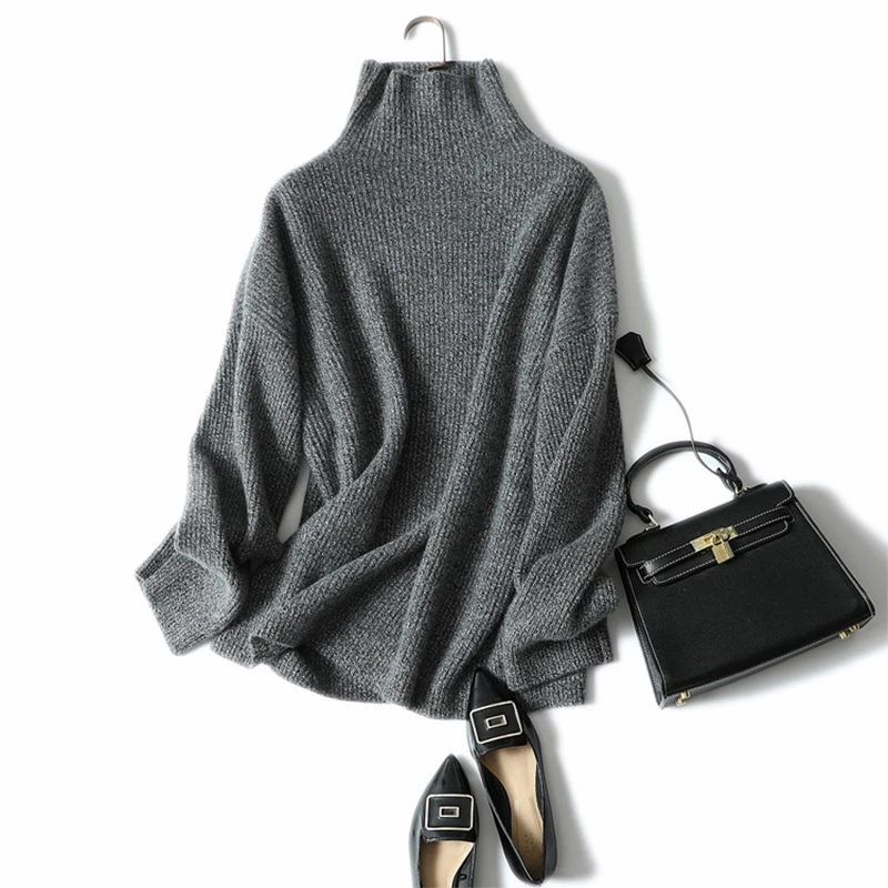 Autumn Winter Women Sweater Turtle Neck Thick Warm 100% Cashmere Knitted Pullover Female Knitwear Long Sleeve Pull Femme | Женская