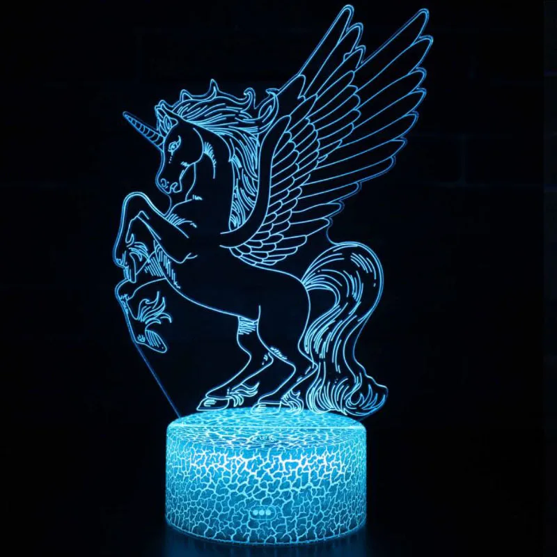 Светильник Единорог светодиодный ночник 7 цветов 3D лампа Батарея USB светодиодный светильник, Veilleuse Enfant декор для детской спальни игрушки сна свет - Испускаемый цвет: Unicorn Lamp 7