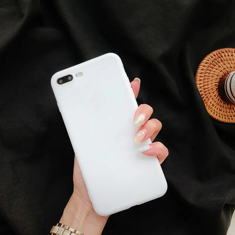Ультратонкий чехол для iPhone 5 5S SE X Xs MAX XR однотонный Мягкий из ТПУ 6 6s 7 8 plus ярких