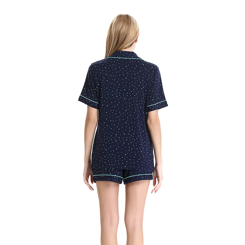 Женский короткий пижамный комплект х/б с принтом в виде звезд|pajamas set cotton|pajamas suitshort