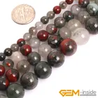 Круглые бусины из африканского кровоточистого камня класса AAA для изготовления ювелирных изделий, нитка 15 дюймов, для самостоятельного изготовления браслетов, ожерелий, ювелирных изделий, бусины 6 мм, 8 мм, 10 мм, 12 мм