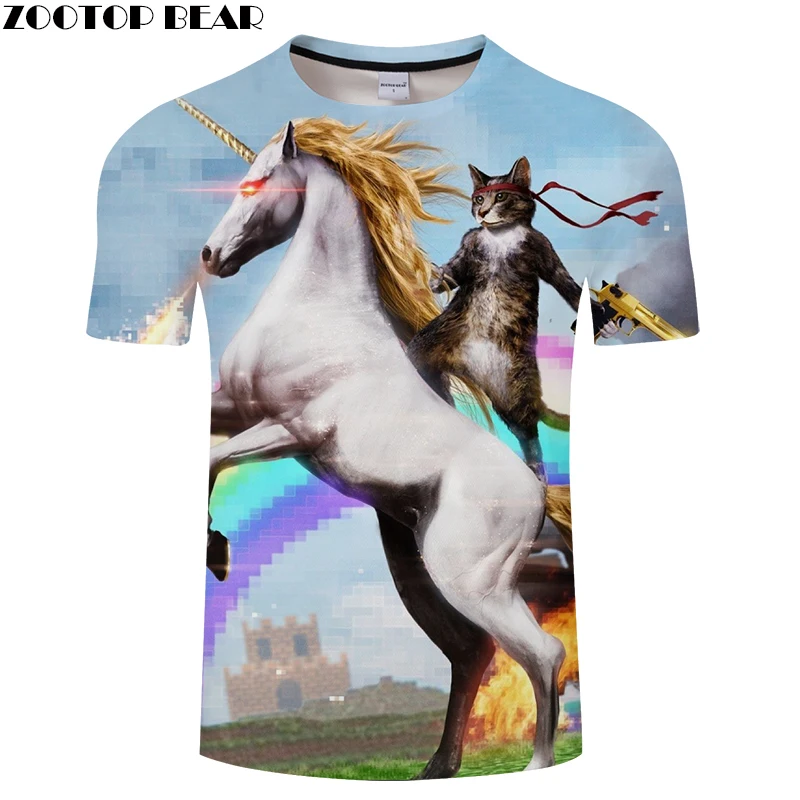 Женские футболки с изображением лошади Мужская 3D футболка летняя забавным котом