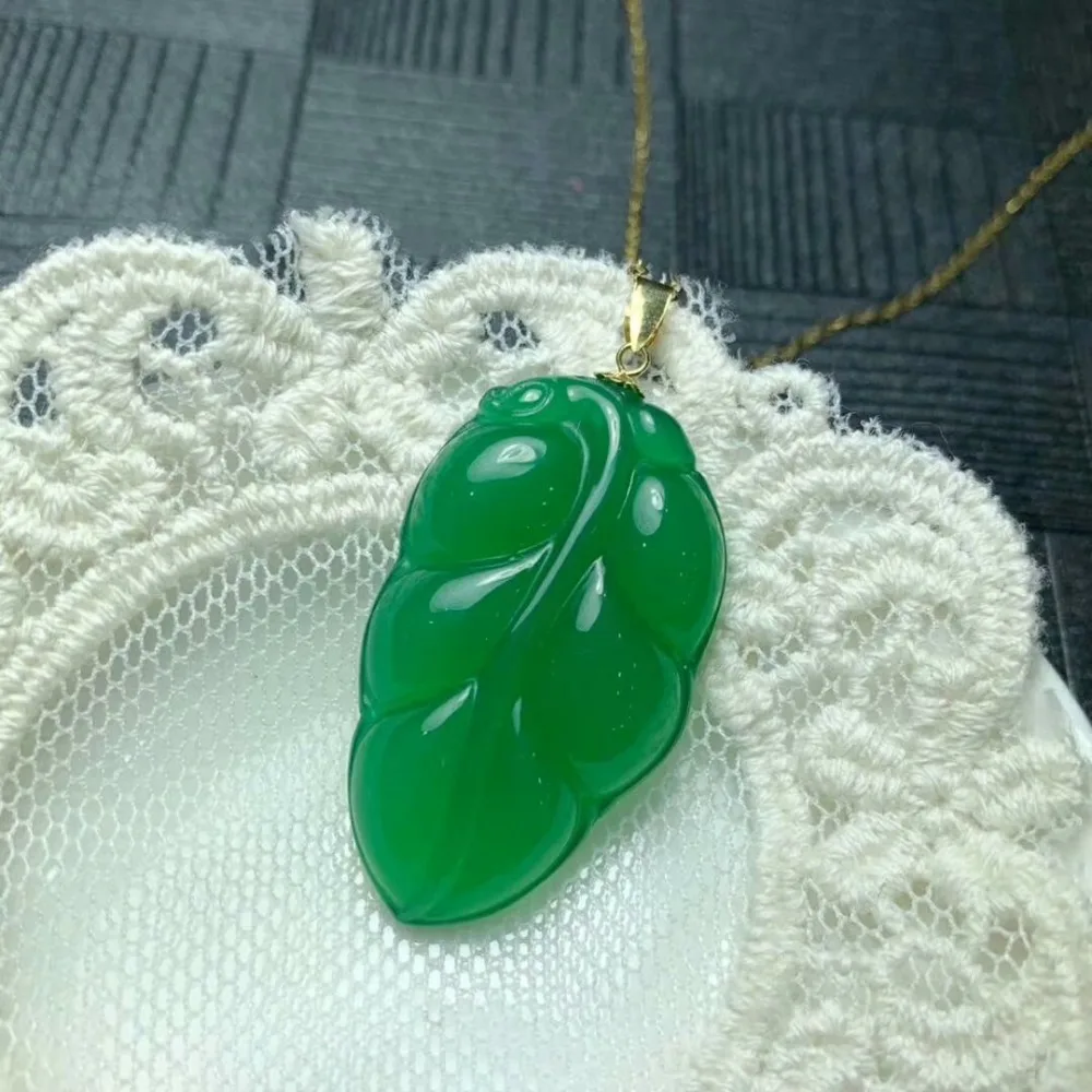 

SHILOVEM 18k yellow gold natural green chalcedony pendants none necklace ethnic new wholesale Fine women gift mymz203209agys