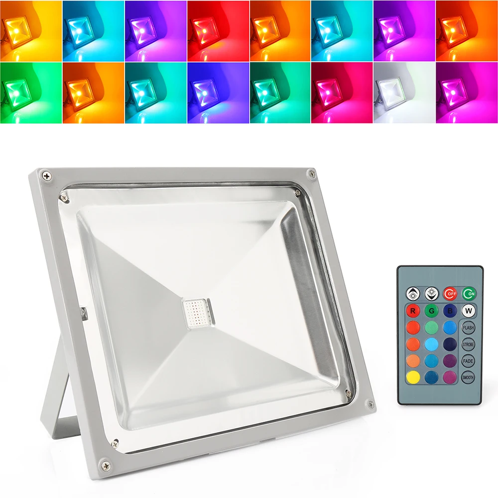 10 Вт/20 Вт/30 Вт/50 Вт RGB AC85-265V открытый декоративный светодиодный прожектор водонепроницаемый Наводнение свет с пульта дистанционного управления