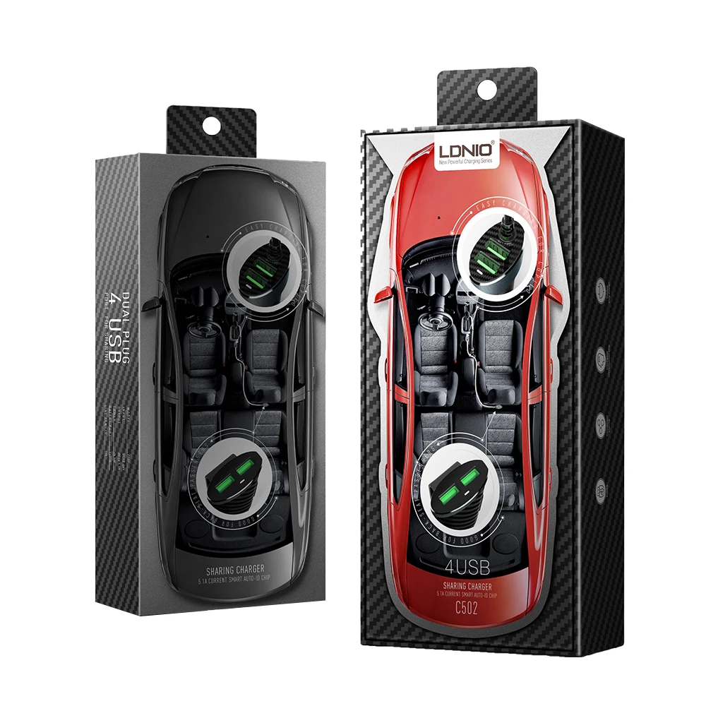 LDNIO C502USB телефон автомобильное Зарядное устройство из ABS и PC противопожарные