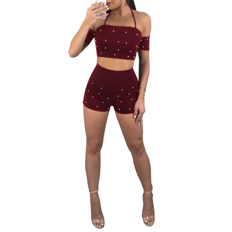 2018 Hot Women New Fashion Sexy Night Club Winter Vestidos Jumpsuits Ladies Party Rompers 2 Pieces Bodysuits Beadings Playsuits | Женская