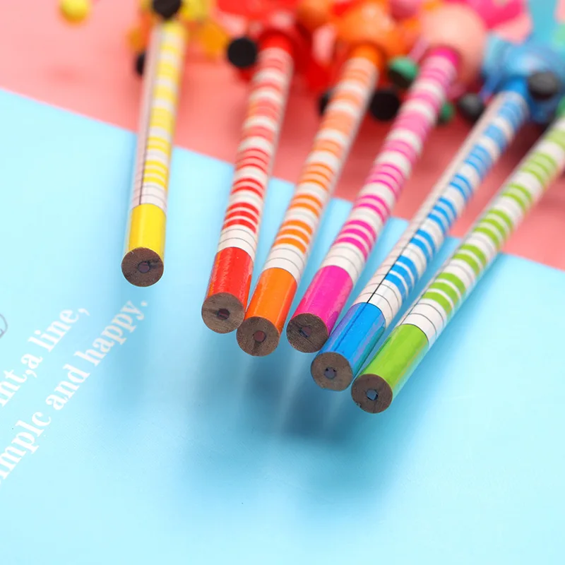 6 шт./партия новые Мультяшные животные пчела деревянные карандаши с подвижной