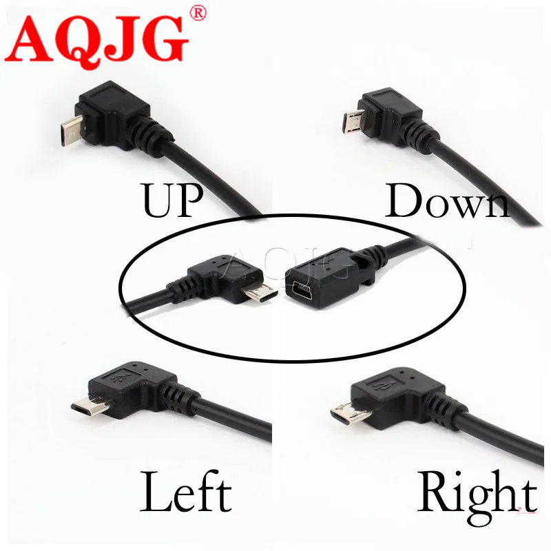 4 типа L Черный Micro / Mini USB гнездовой к Мужской адаптер зарядное устройство разъем 90