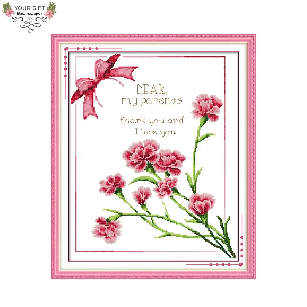 

Joy Sunday H138 14CT 11CT Stamped and Counted Home Decoration Carnation Flowers Embroidery Cross Stitch